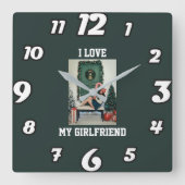 I Love My Girlfriend Photo Wall Clock Gift Vierkante Klok (Voorkant)