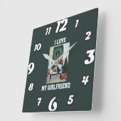 I Love My Girlfriend Photo Wall Clock Gift Vierkante Klok (Hoek)
