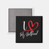 I Love My Girlfriend Red Heart Couples Valentines  Magneet (Voorkant / Achterkant)
