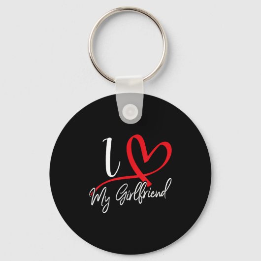 I Love My Girlfriend Red Heart Couples Valentines  Sleutelhanger (Voorkant)