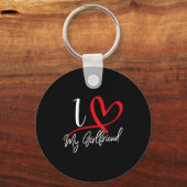 I Love My Girlfriend Red Heart Couples Valentines  Sleutelhanger (Voorkant)