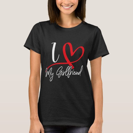 I Love My Girlfriend Red Heart Couples Valentines  T-shirt (Voorkant)
