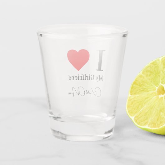 I love My Girlfriend & Red Heart Personalized Shot Glas (Achterkant)