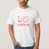 I Love My Girlfriend Red Hearts Calligraphy Script T-shirt (Voorkant)