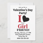 I Love My Girlfriend Valentine Party Kaart (Voorkant)