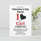 I Love My Girlfriend Valentine Party Kaart (Staand voorkant)