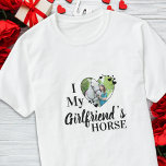 I Love My Girlfriend's Horse Personalized Photo T-shirt<br><div class="desc">Who do you really love? Your girlfriend or her horse. Give the perfect gift to your boyfriend this valentines day with this funny horse lover shirt! A must have for every horse lover, and equestrian. A fun twist on I Love My Girlfriend, this shirt quote "I Love My Girlfriend's Horse"...</div>