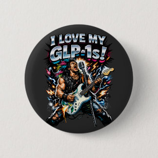 I Love My GLP-1s Rock Guitarist Neon Graphic Ronde Button 5,7 Cm
