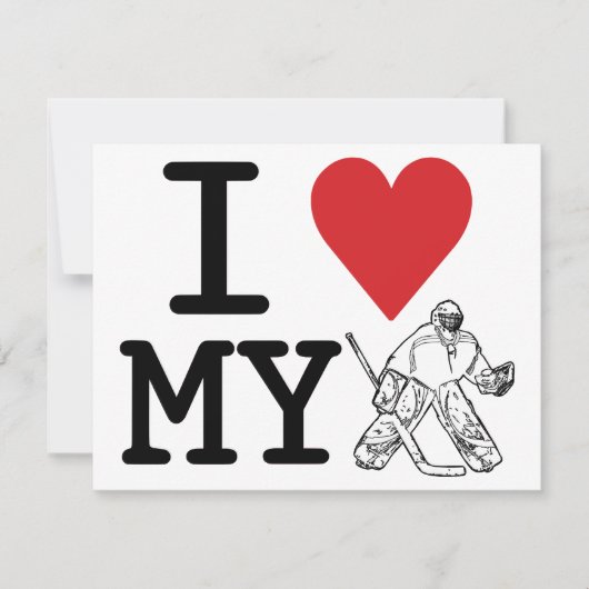I Love My Goalie Party Invitations (hockey) Kaart (Voorkant)