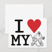 I Love My Goalie Party Invitations (hockey) Kaart (Voorkant / Achterkant)