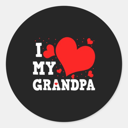 I Love My Grandpa Valentines Day Family Matching G Ronde Sticker (Voorkant)