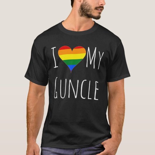 I Love My Guncle Gay Uncle Rainbow Flag Heart Men T-shirt (Voorkant)