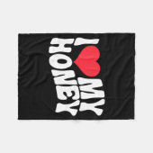 I Love My Honey Funny Says In Love (back Print)  Fleece Deken (Voorkant (Horizontaal))
