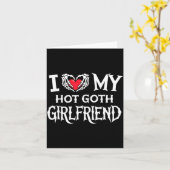 I Love My Hot Goth Gf Skeleton Hand Heart Valentin Kaart (Gele Bloem)