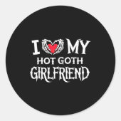 I Love My Hot Goth Gf Skeleton Hand Heart Valentin Ronde Sticker (Voorkant)