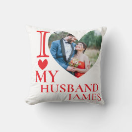 I Love My Husband Custom Photo Heart Kussen