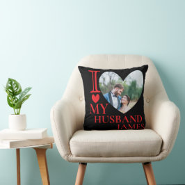 I Love My Husband Custom Photo Heart Kussen