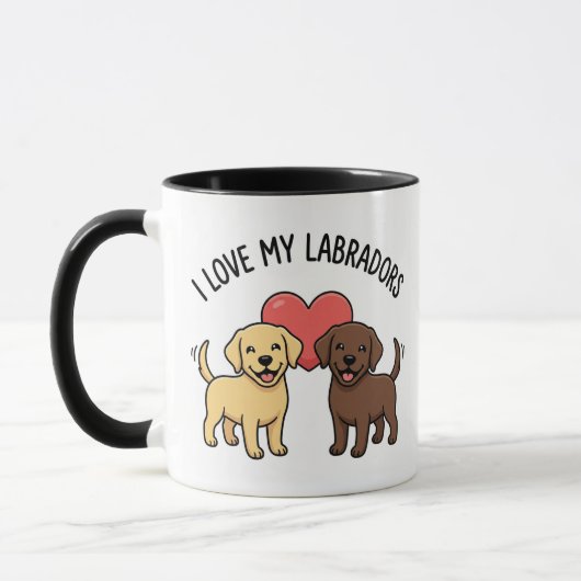 I Love My Labradors Mug – Cute Yellow & Chocolate  Mok (Links)