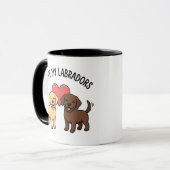 I Love My Labradors Mug – Cute Yellow & Chocolate  Mok (Voorkant links)