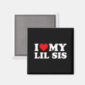I Love My Lil Sis - Red Heart  Magneet (Voorkant / Achterkant)