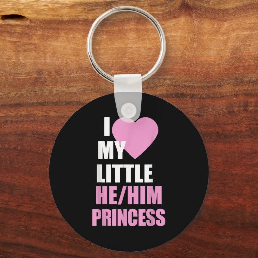 I Love My Little He Him Princess Heart Funny Lgbtq Sleutelhanger (Voorkant)