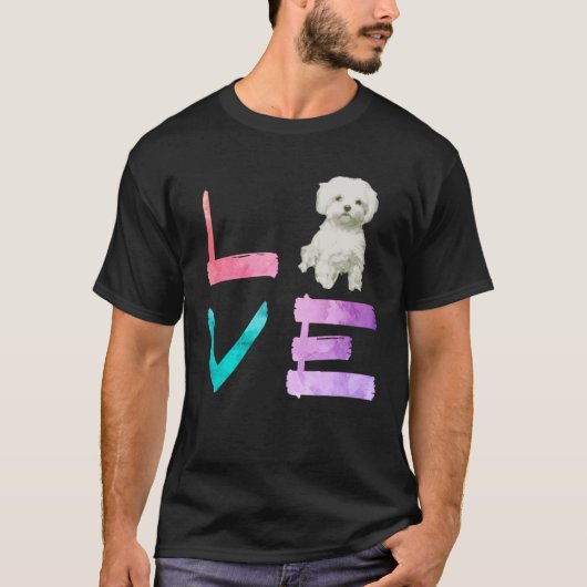 I Love My Maltese Dog T-shirt (Voorkant)