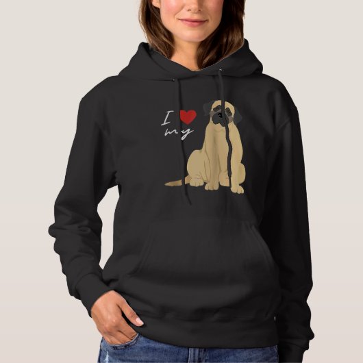 I Love My Mastiff Dog Raglan Baseball Hoodie (Voorkant)