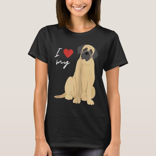 I Love My Mastiff Dog  Raglan Baseball T-shirt (Voorkant)