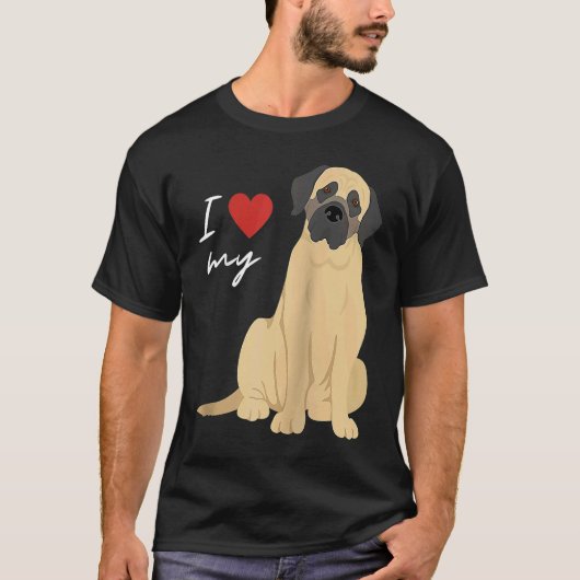I Love My Mastiff Dog Raglan Baseball T-shirt (Voorkant)