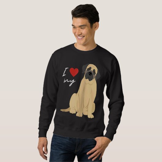 I Love My Mastiff Dog Raglan Baseball Trui (Voorkant volledig)