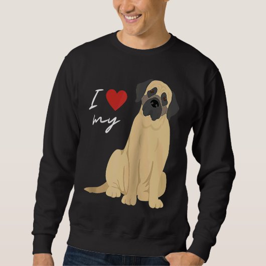 I Love My Mastiff Dog Raglan Baseball Trui (Voorkant)