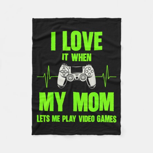 I Love My Mom Gamer Gaming Teen Boys Video Game Co Fleece Deken (Voorkant)