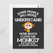 I Love My Monkey - Grappig Dierenvriend cadeau ide Briefkaart (Voorkant / Achterkant)
