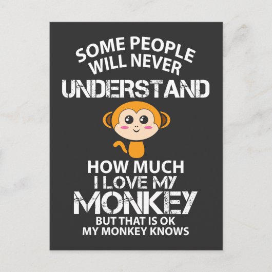 I Love My Monkey - Grappig Dierenvriend cadeau ide Briefkaart (Voorkant)