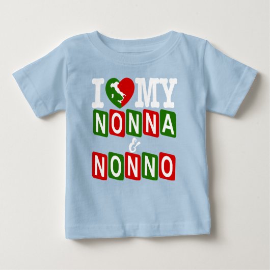 I Love My Nonna & Nonno Baby T-Shirt (Voorkant)