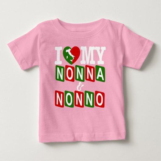I Love My Nonna & Nonno Baby T-Shirt (Voorkant)