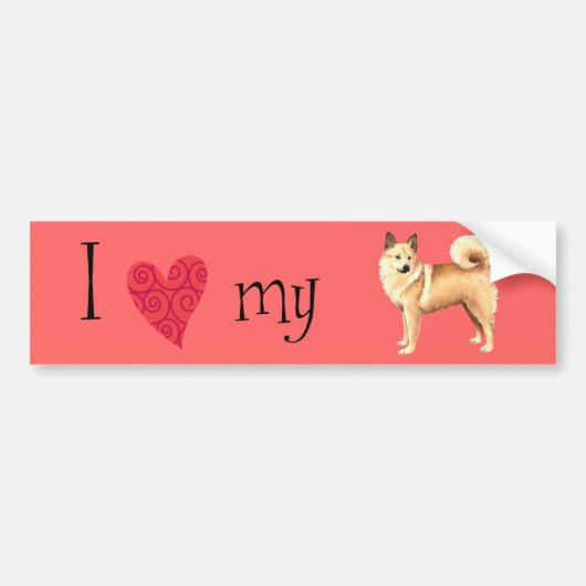 I Love my Norwegian Buhund Bumpersticker (Voorkant)