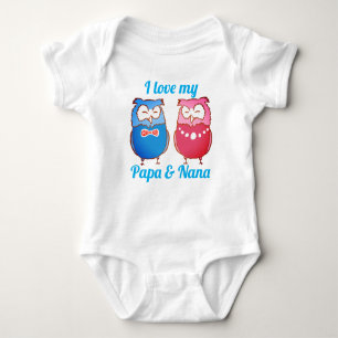 "I Love My Papa and Nana" Owl Pair Romper