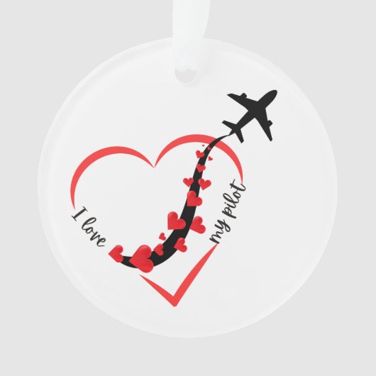 'I love My Pilot', Luchtvaart, Eenvoudig, Geperson Ornament (voorkant)