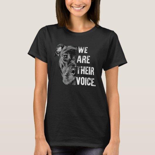 I Love My Pitbull We re Their Voice Black Pitbull T-shirt (Voorkant)