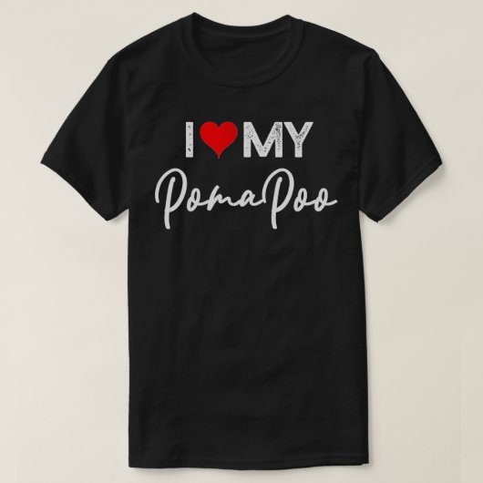 I Love My Pomapoo Dog with Red Heart T-shirt (Design voorkant)