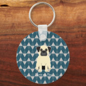 I love my Pug, Blue diamonds pattern Sleutelhanger (Achterkant)
