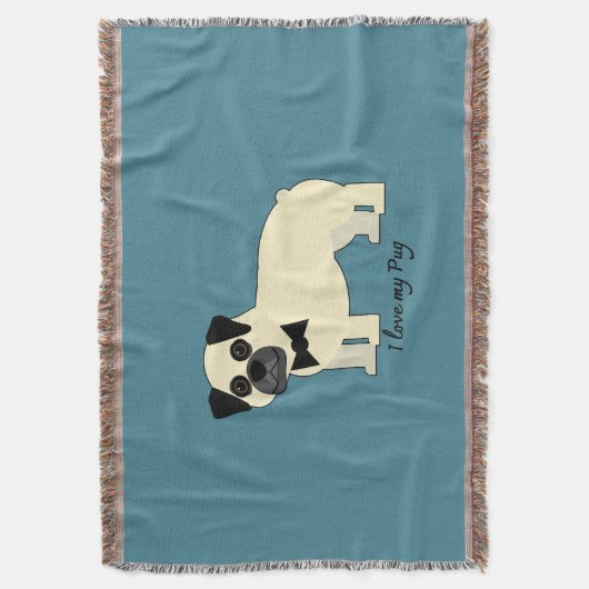 I love my Pug Deken (Voorkant Verticaal)