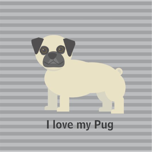 I love my Pug Gray Lined Sticker (Voorkant)