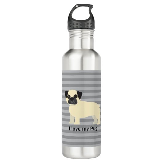 I love my Pug Gray Lined Waterfles (Voorkant)