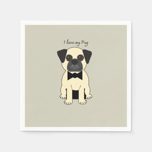I Love My Pug Servet (Voorkant)