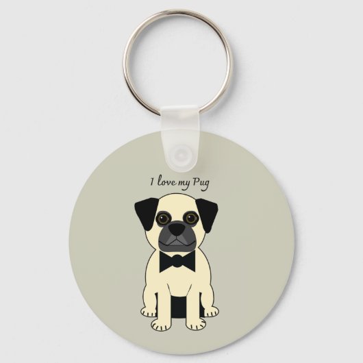 I Love My Pug Sleutelhanger (Achterkant)