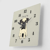 I Love My Pug Vierkante Klok (Hoek)