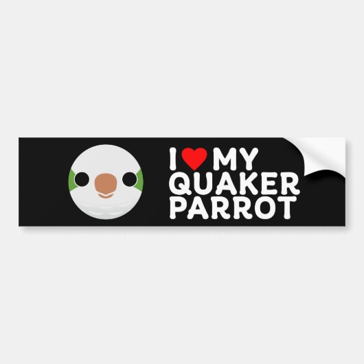 I LOVE MY QUAKER PARROT – normal Bumpersticker (Voorkant)
