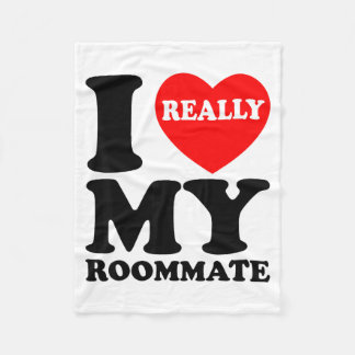 I Love My Roomate Heart Funny Party Gifts Valentin Fleece Deken